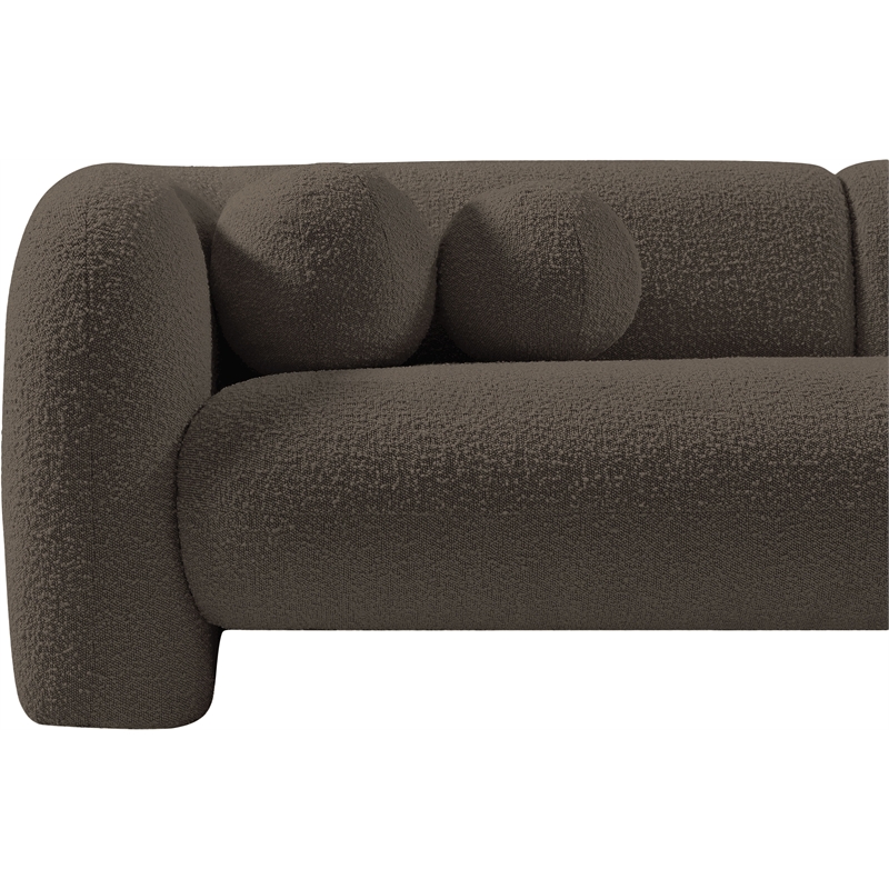 Bowery Hill Contemporary Rich Brown Boucle Durable Fabric Sofa