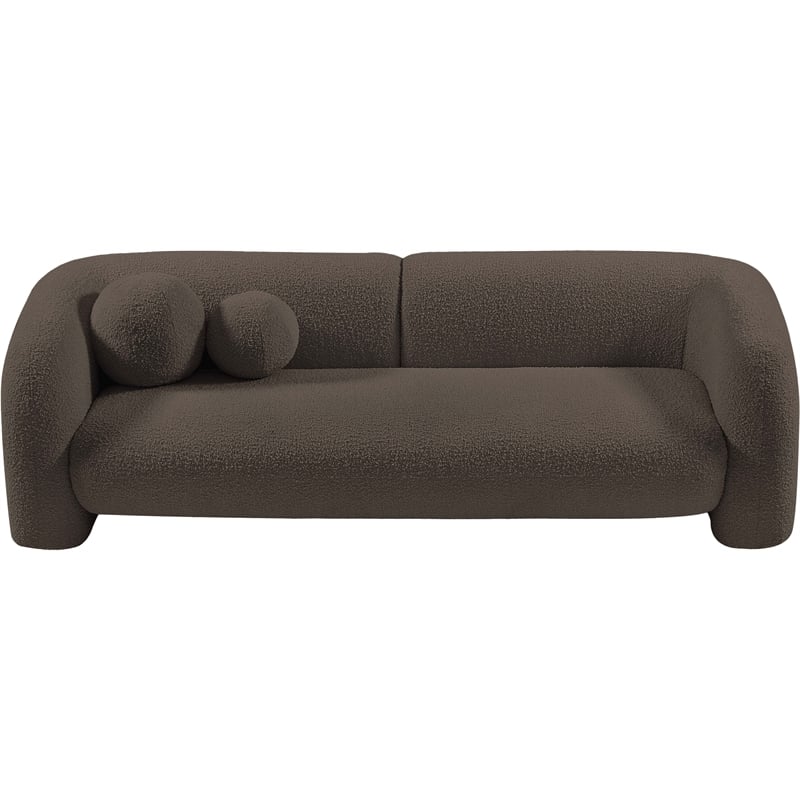 Bowery Hill Contemporary Rich Brown Boucle Durable Fabric Sofa