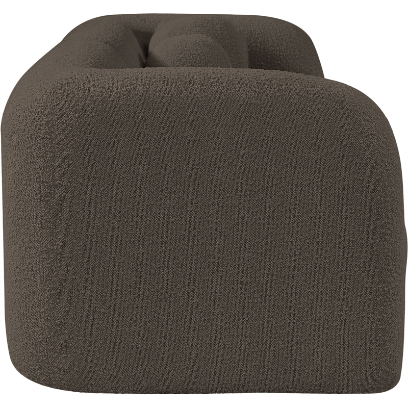 Bowery Hill Contemporary Rich Brown Boucle Durable Fabric Sofa