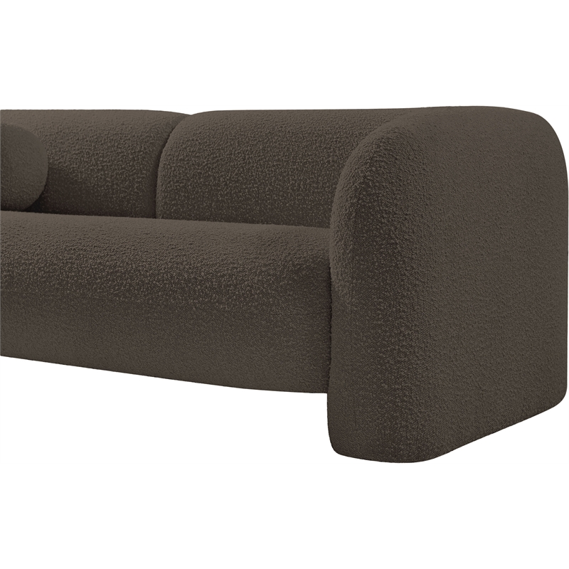 Bowery Hill Contemporary Rich Brown Boucle Durable Fabric Sofa