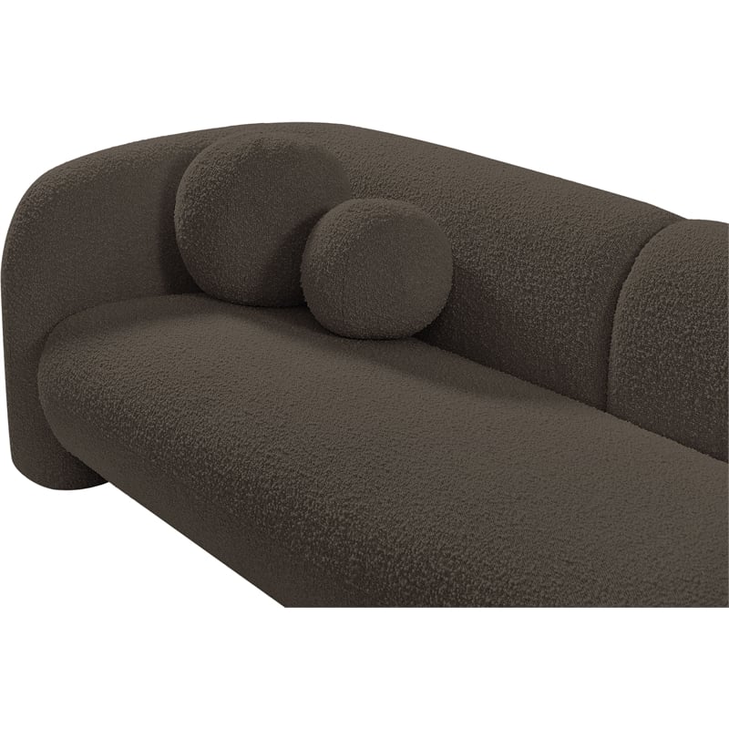Bowery Hill Contemporary Rich Brown Boucle Durable Fabric Sofa