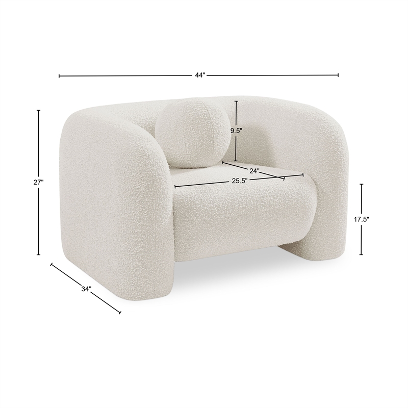 Bowery Hill Contemporary Rich Cream Boucle Durable Fabric Chair