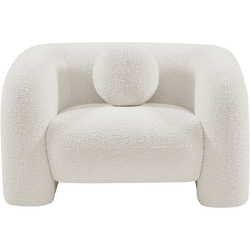 Bowery Hill Contemporary Rich Cream Boucle Durable Fabric Chair