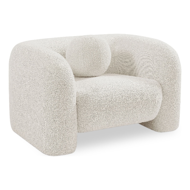 Bowery Hill Contemporary Rich Cream Boucle Durable Fabric Chair