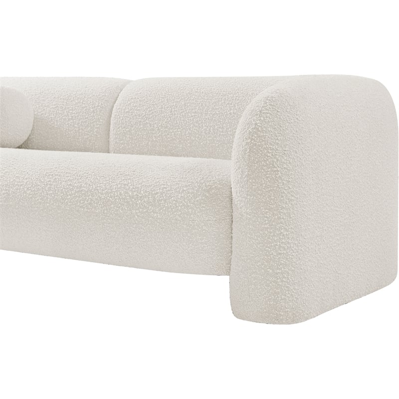 Bowery Hill Contemporary Rich Cream Boucle Durable Fabric Sofa