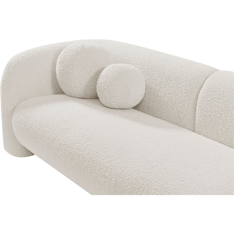 Bowery Hill Contemporary Rich Cream Boucle Durable Fabric Sofa
