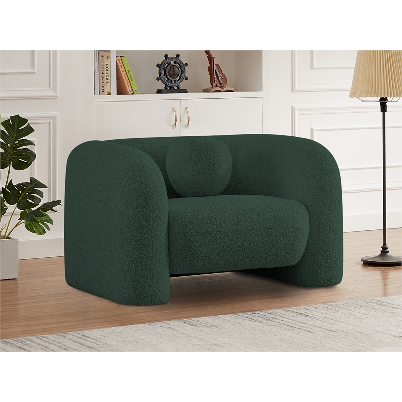 Bowery Hill Contemporary Rich Green Boucle Durable Fabric Chair