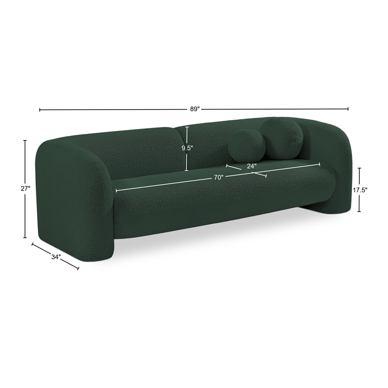 Bowery Hill Contemporary Rich Green Boucle Durable Fabric Sofa
