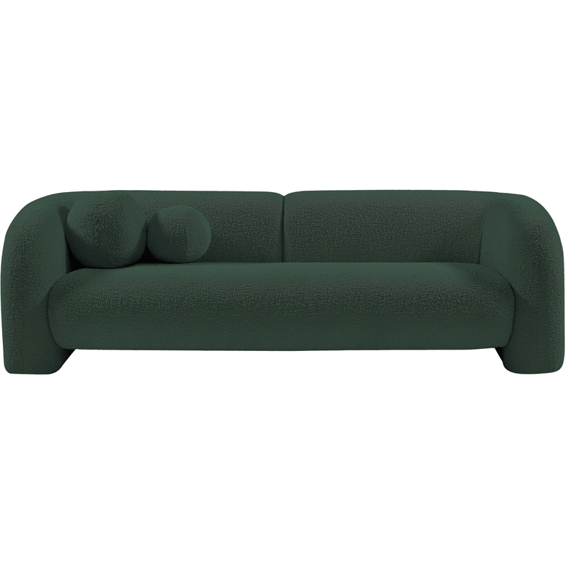 Bowery Hill Contemporary Rich Green Boucle Durable Fabric Sofa