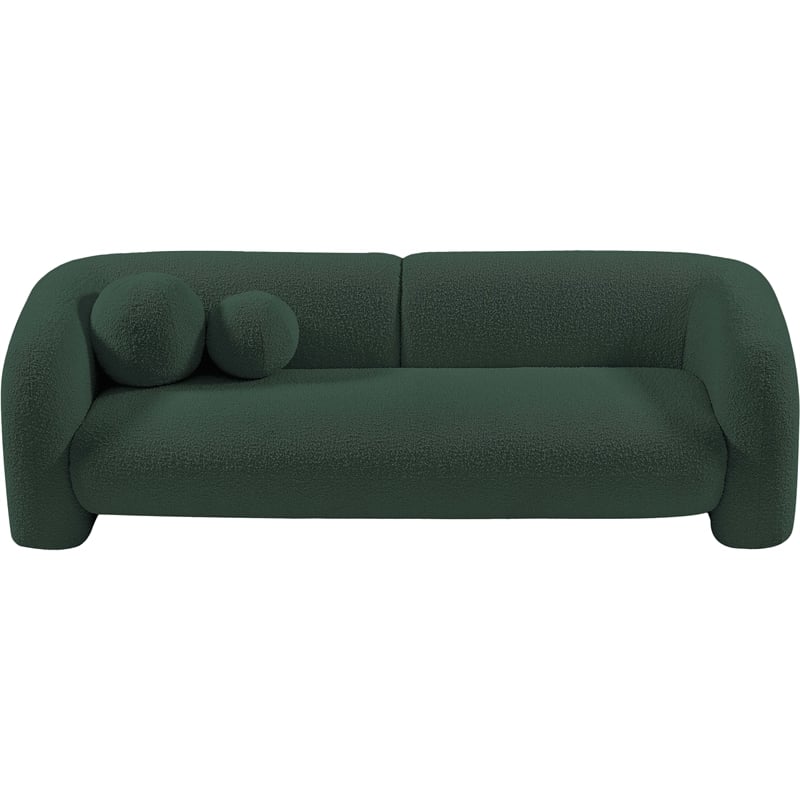 Bowery Hill Contemporary Rich Green Boucle Durable Fabric Sofa