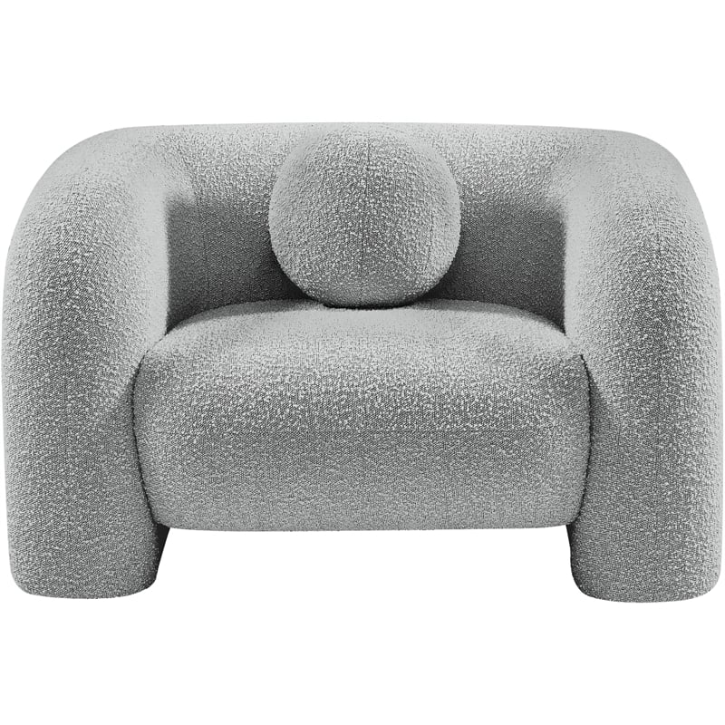 Bowery Hill Contemporary Rich Grey Boucle Durable Fabric Chair