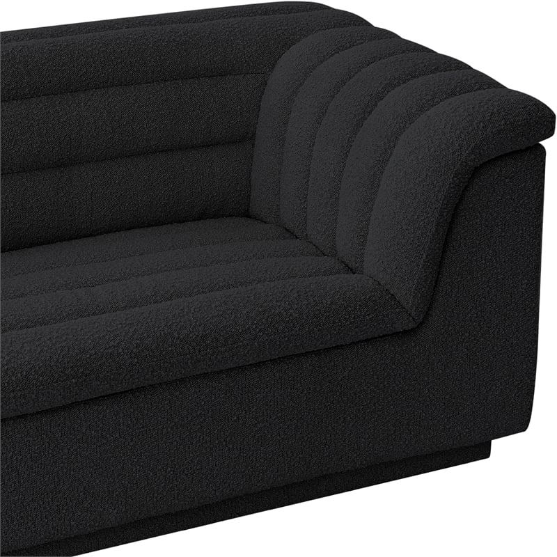 Bowery Hill Contemporary Deep Channel Tufted Rich Black Boucle Fabric Chair