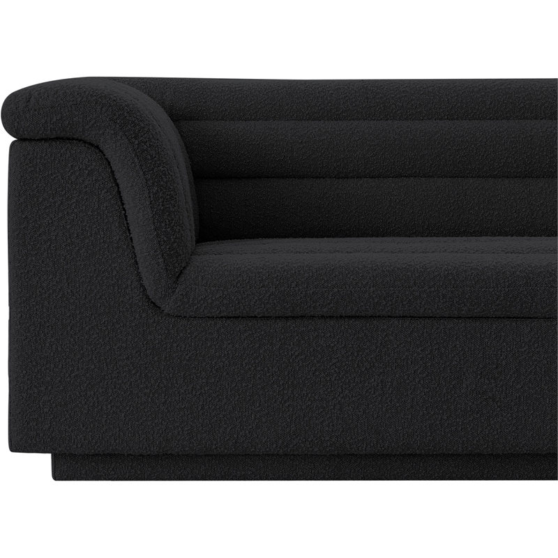 Bowery Hill Contemporary Deep Channel Tufted Rich Black Boucle Fabric Chair