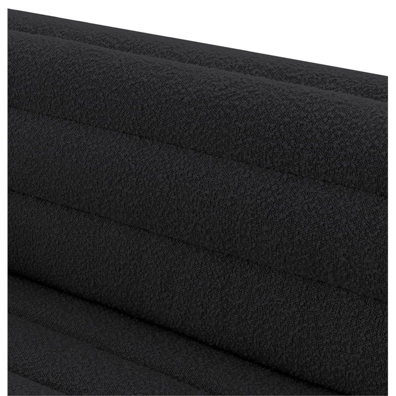 Bowery Hill Contemporary Deep Channel Tufted Rich Black Boucle Fabric Chair