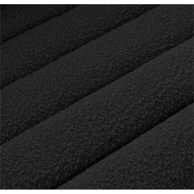 Bowery Hill Contemporary Deep Channel Tufted Rich Black Boucle Fabric Chair