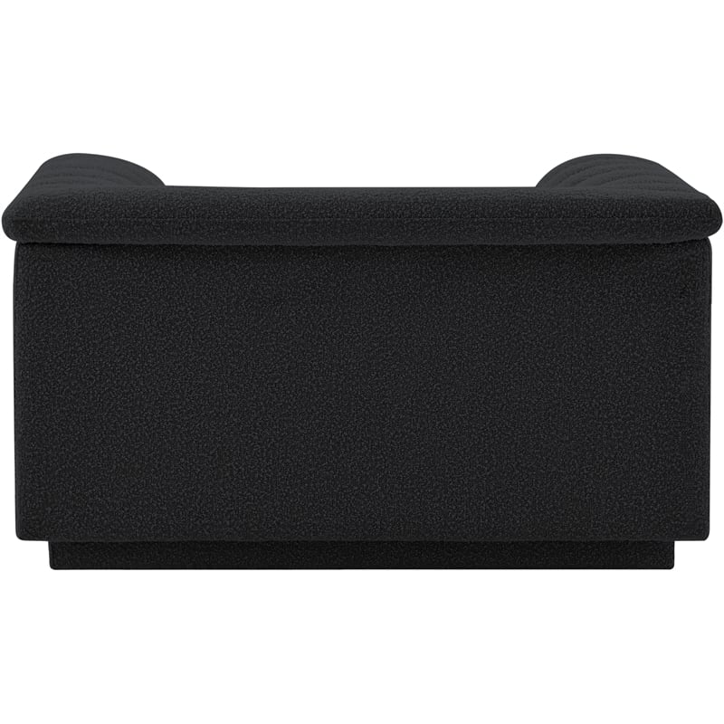 Bowery Hill Contemporary Deep Channel Tufted Rich Black Boucle Fabric Chair