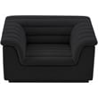 Bowery Hill Contemporary Deep Channel Tufted Rich Black Boucle Fabric Chair