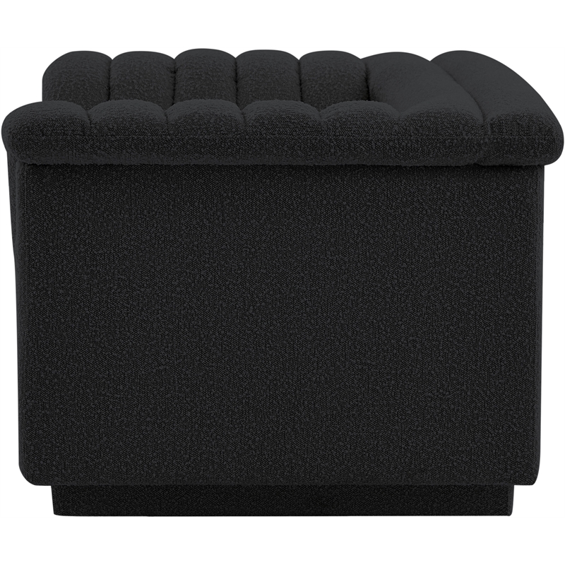 Bowery Hill Contemporary Deep Channel Tufted Rich Black Boucle Fabric Chair