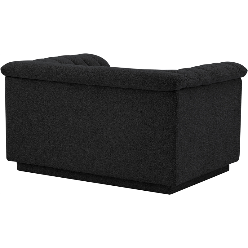 Bowery Hill Contemporary Deep Channel Tufted Rich Black Boucle Fabric Chair