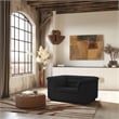 Bowery Hill Contemporary Deep Channel Tufted Rich Black Boucle Fabric Chair