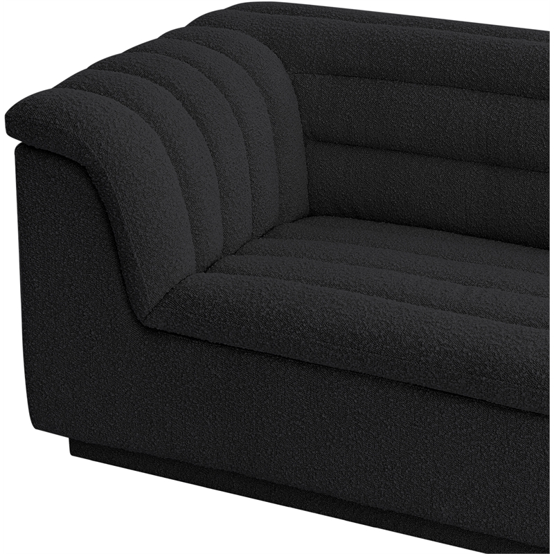 Bowery Hill Contemporary Deep Channel Tufted Rich Black Boucle Fabric Chair