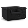 Bowery Hill Contemporary Deep Channel Tufted Rich Black Boucle Fabric Chair