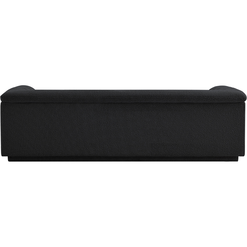 Bowery Hill Contemporary Deep Channel Tufted Rich Black Boucle Fabric Sofa