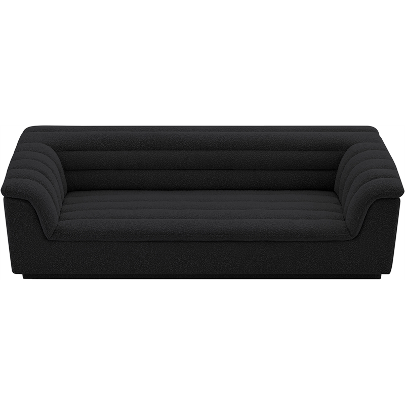 Bowery Hill Contemporary Deep Channel Tufted Rich Black Boucle Fabric Sofa