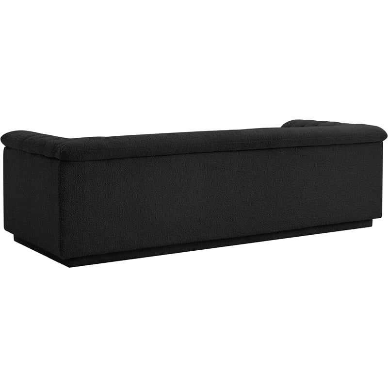 Bowery Hill Contemporary Deep Channel Tufted Rich Black Boucle Fabric Sofa