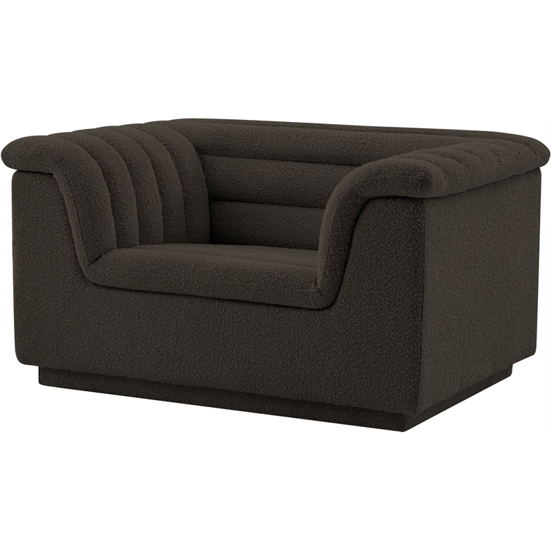 Bowery Hill Contemporary Deep Channel Tufted Rich Brown Boucle Fabric Chair