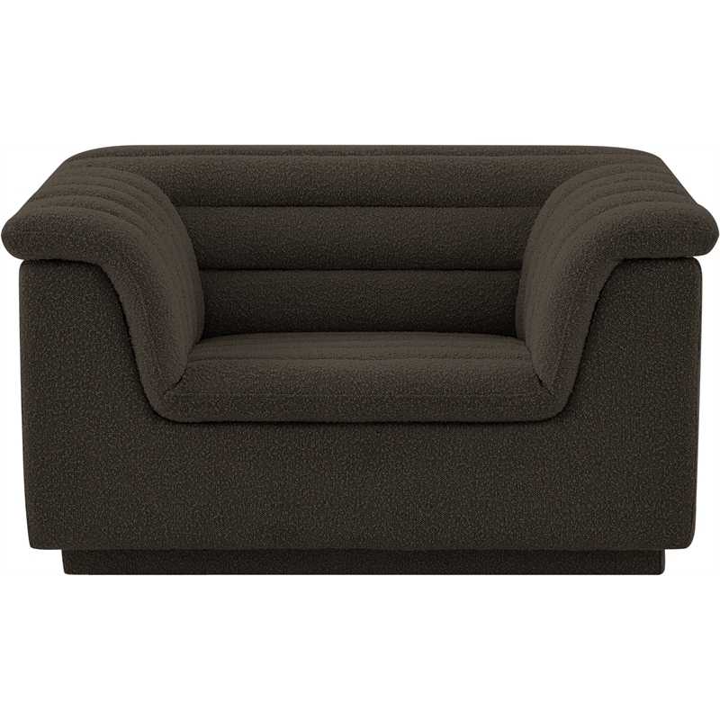 Bowery Hill Contemporary Deep Channel Tufted Rich Brown Boucle Fabric Chair