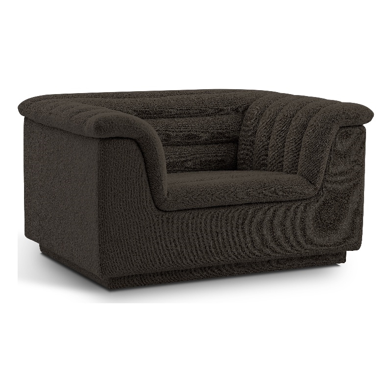 Bowery Hill Contemporary Deep Channel Tufted Rich Brown Boucle Fabric Chair