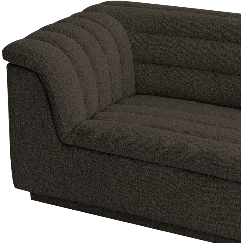 Bowery Hill Contemporary Deep Channel Tufted Rich Brown Boucle Fabric Sofa