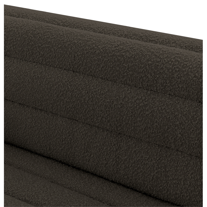 Bowery Hill Contemporary Deep Channel Tufted Rich Brown Boucle Fabric Sofa