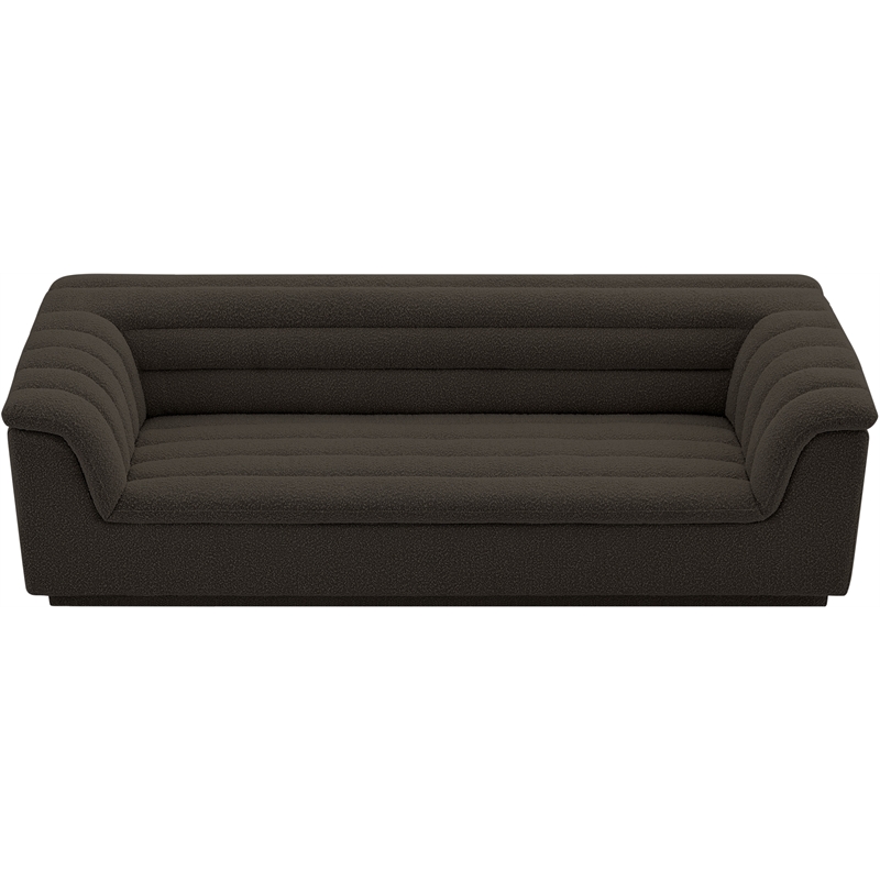 Bowery Hill Contemporary Deep Channel Tufted Rich Brown Boucle Fabric Sofa