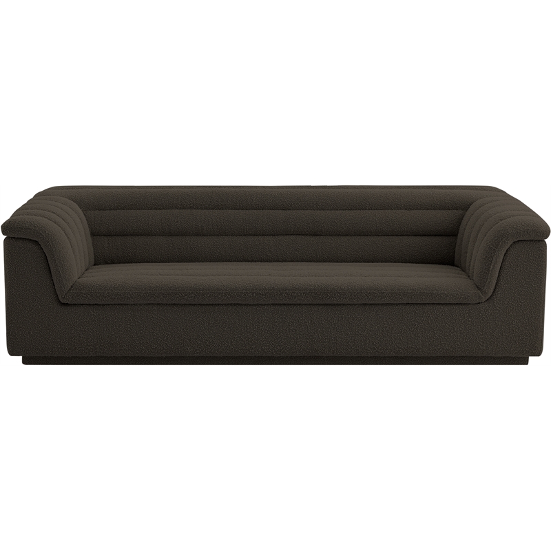 Bowery Hill Contemporary Deep Channel Tufted Rich Brown Boucle Fabric Sofa