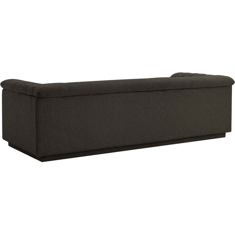 Bowery Hill Contemporary Deep Channel Tufted Rich Brown Boucle Fabric Sofa