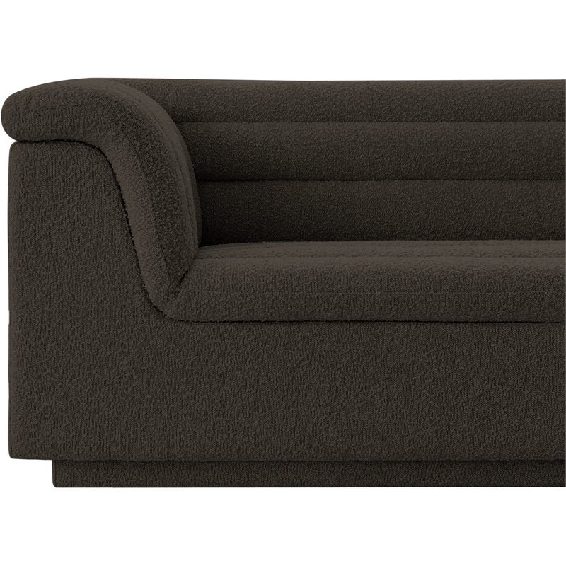Bowery Hill Contemporary Deep Channel Tufted Rich Brown Boucle Fabric Sofa