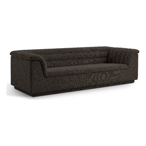 Bowery Hill Contemporary Deep Channel Tufted Rich Brown Boucle Fabric Sofa