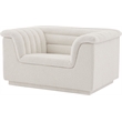 Bowery Hill Contemporary Deep Channel Tufted Rich Cream Boucle Fabric Chair