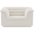 Bowery Hill Contemporary Deep Channel Tufted Rich Cream Boucle Fabric Chair