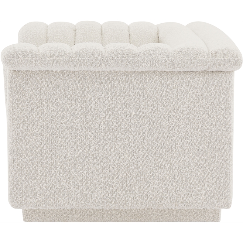 Bowery Hill Contemporary Deep Channel Tufted Rich Cream Boucle Fabric Chair