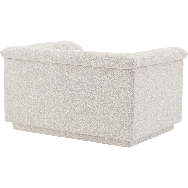 Bowery Hill Contemporary Deep Channel Tufted Rich Cream Boucle Fabric Chair
