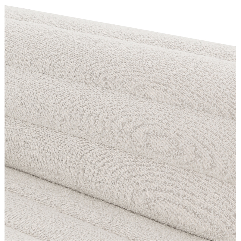 Bowery Hill Contemporary Deep Channel Tufted Rich Cream Boucle Fabric Sofa