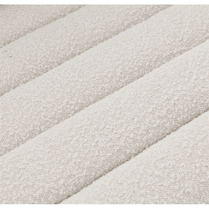 Bowery Hill Contemporary Deep Channel Tufted Rich Cream Boucle Fabric Sofa