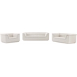 Bowery Hill Contemporary Deep Channel Tufted Rich Cream Boucle Fabric Sofa