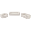 Bowery Hill Contemporary Deep Channel Tufted Rich Cream Boucle Fabric Sofa