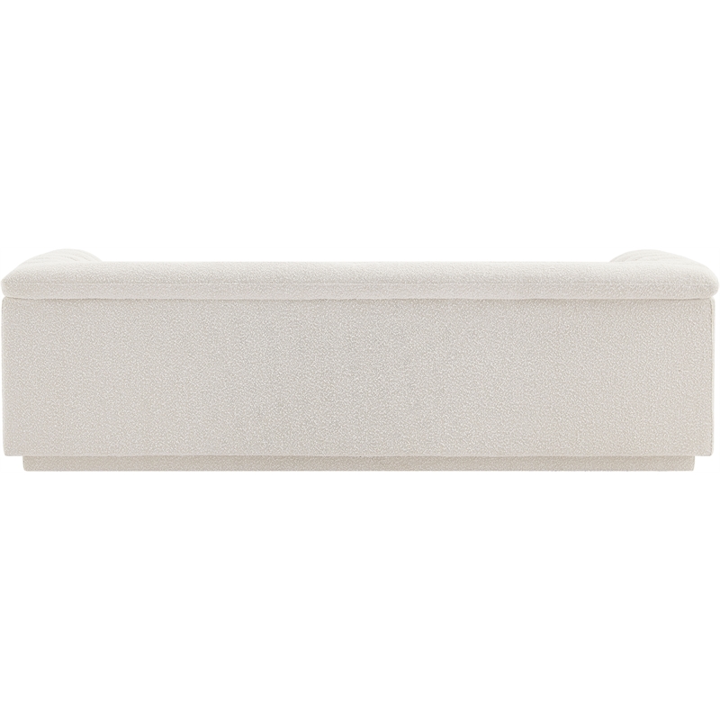 Bowery Hill Contemporary Deep Channel Tufted Rich Cream Boucle Fabric Sofa