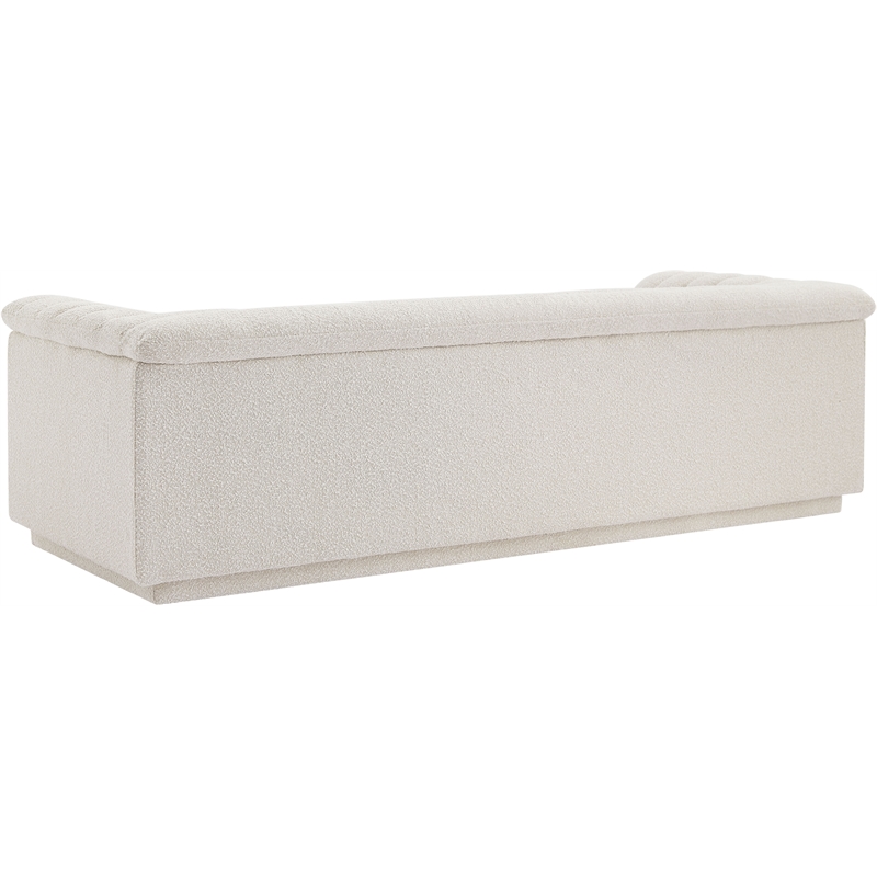 Bowery Hill Contemporary Deep Channel Tufted Rich Cream Boucle Fabric Sofa
