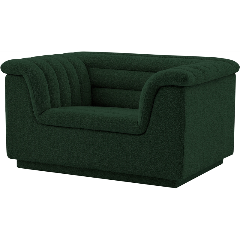 Bowery Hill Contemporary Deep Channel Tufted Rich Green Boucle Fabric Chair